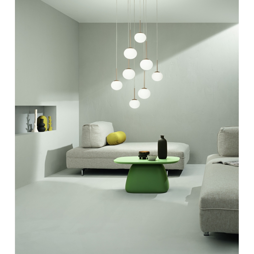 Ondaluce - Viseči lestenec JEWEL na kablu 1xE14/10W/230V, premer 17 cm, zlata/bela