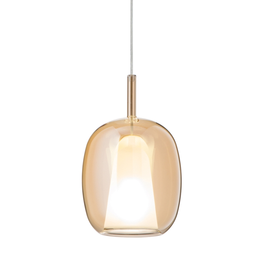 Ondaluce - Viseči lestenec na kabelu THELMA 1xE27/15W/230V Ø 19,5 cm zlata/zadimljeno bež