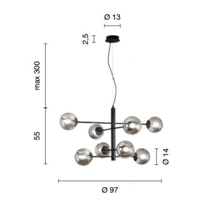 Ondaluce - Viseči lestenec na kablu ELISEO 8xE14/10W/230V Ø 97 cm zlata/dimno bež