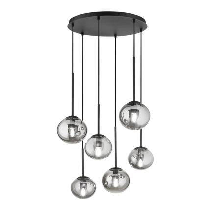 Ondaluce - Viseči lestenec na kablu JEWEL 6xE14/10W/230V, premer 55 cm, črna/dimna črna