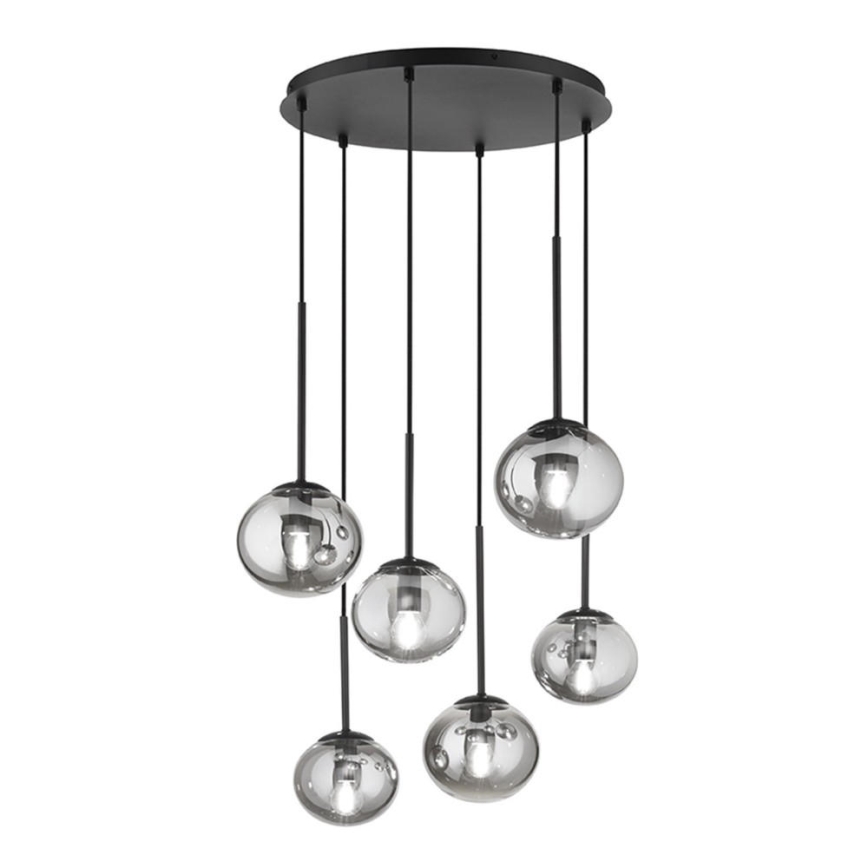 Ondaluce - Viseči lestenec na kablu JEWEL 6xE14/10W/230V, premer 55 cm, črna/dimna črna