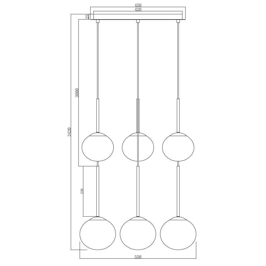 Ondaluce - Viseči lestenec na kablu JEWEL 6xE14/10W/230V, premer 55 cm, črna/dimna črna