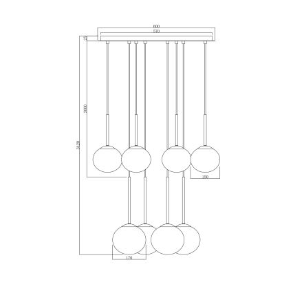 Ondaluce - Viseči lestenec na kablu JEWEL 8xE14/10W/230V premer 70 cm zlato/bela