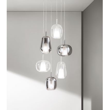 Ondaluce - Viseči lestenec na kablu THELMA 1xE27/15W/230V premer 19,5 cm zlata/prozorna