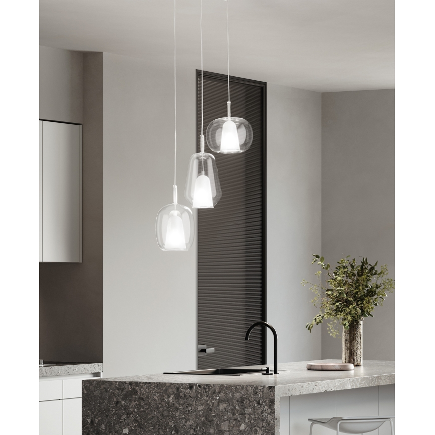Ondaluce - Viseči lestenec na kablu THELMA 1xE27/15W/230V premer 19,5 cm zlata/prozorna