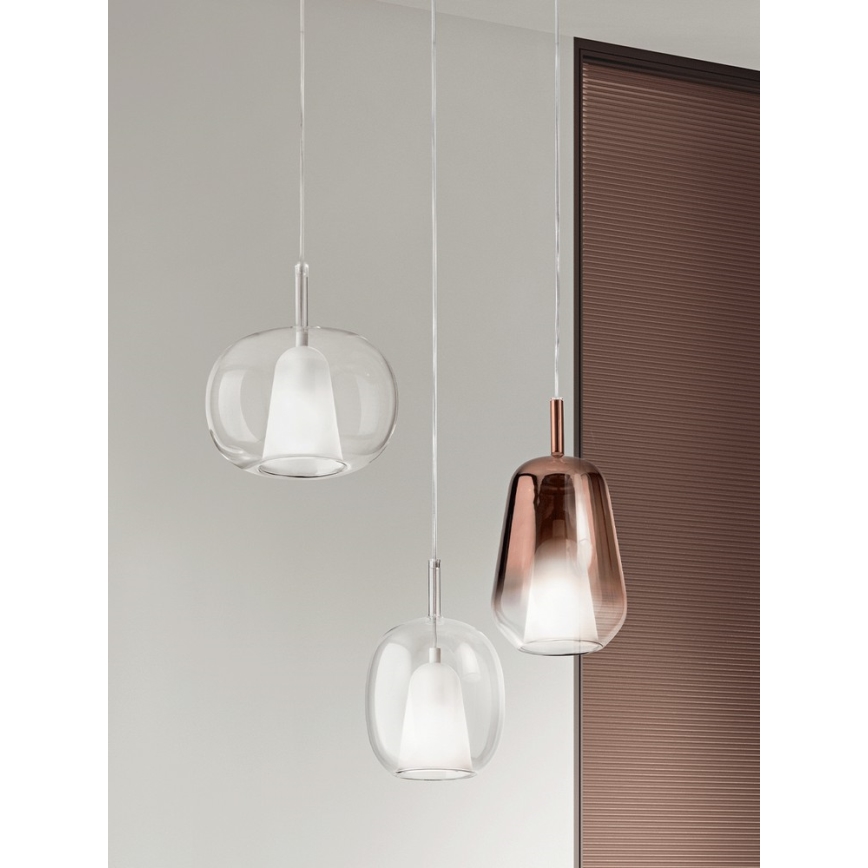 Ondaluce - Viseči lestenec na kablu THELMA 1xE27/15W/230V premer 19,5 cm zlata/prozorna