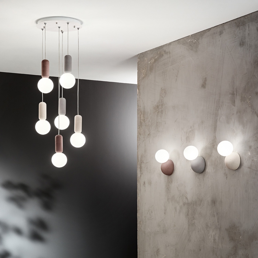 Ondaluce - Viseči lestenec na lanku ROCK 6xG9/7W/230V premer 35 cm beton/rjava/siva/bela