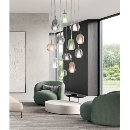 Ondaluce - Viseči lestenec na žici THELMA 1xE27/15W/230V premer 25 cm zlata/dimno bež