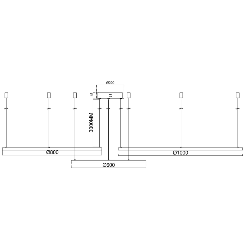 Ondaluce - zatemnljiv LED viseči lestenec SOEL na kablu LED/28W/230V + LED/38W, premer 80/60 cm, v zlati barvi