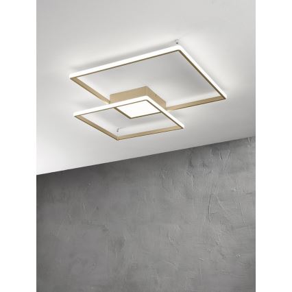 Ondaluce - zatemnjevalna LED stropna svetilka DOWEL LED/46W/230V 55x55 cm zlata