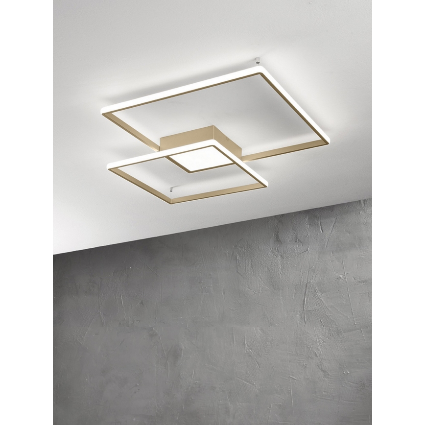 Ondaluce - zatemnjevalna LED stropna svetilka DOWEL LED/46W/230V 55x55 cm zlata