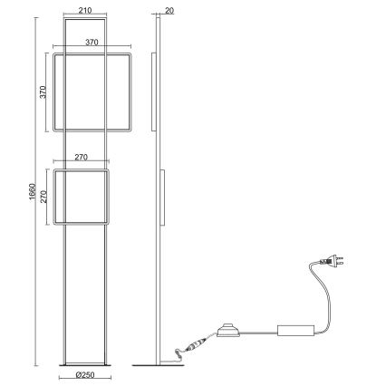 Ondaluce - Zatemnjiva LED stoječa svetilka DOWEL LED/77W/230V zlata