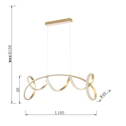 ONLI - LED Lestenec na vrvici KIRA LED/60W/230V 4000K zlata