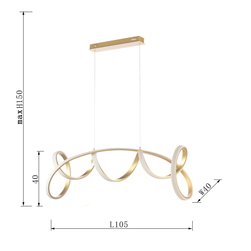 ONLI - LED Lestenec na vrvici KIRA LED/60W/230V 4000K zlata