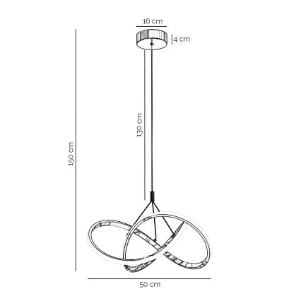 ONLI - LED Lestenec na vrvici LOOP LED/40W/230V 4000K sijajni krom