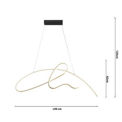 ONLI - LED Lestenec na vrvici SIGN LED/42W/230V 4000K zlata