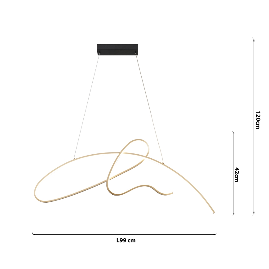 ONLI - LED Lestenec na vrvici SIGN LED/42W/230V 4000K zlata
