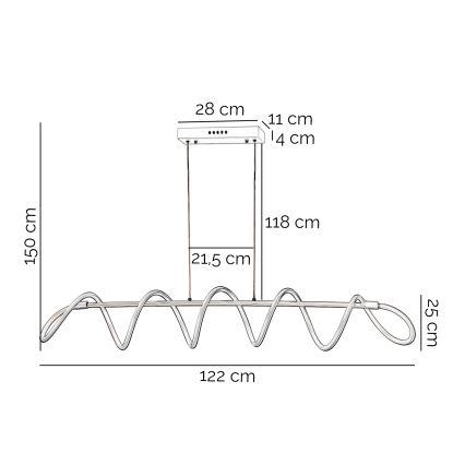 ONLI - LED Lestenec na vrvici SPIRALE LED/72W/230V 3000K bela