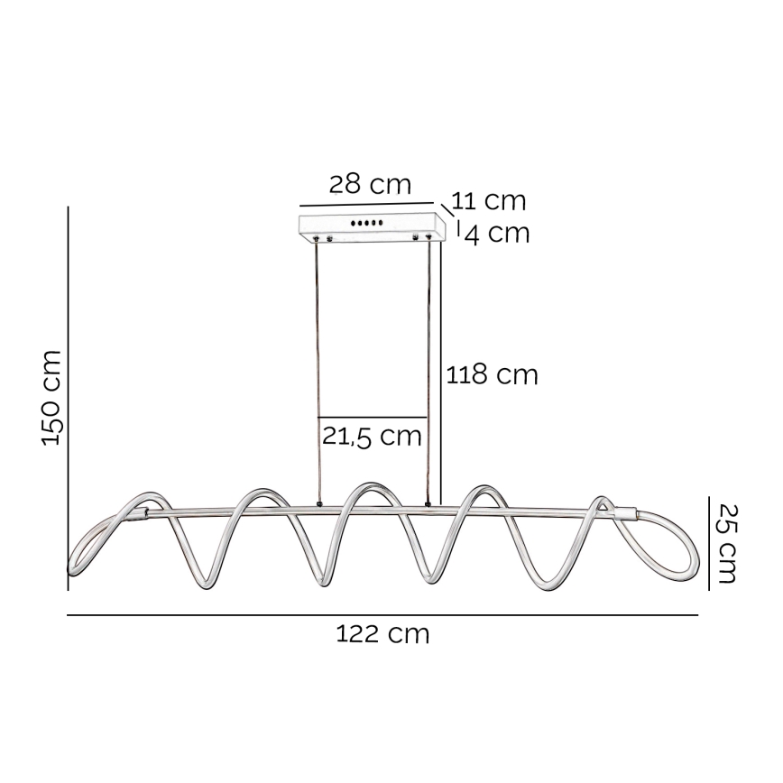 ONLI - LED Lestenec na vrvici SPIRALE LED/72W/230V 3000K bela