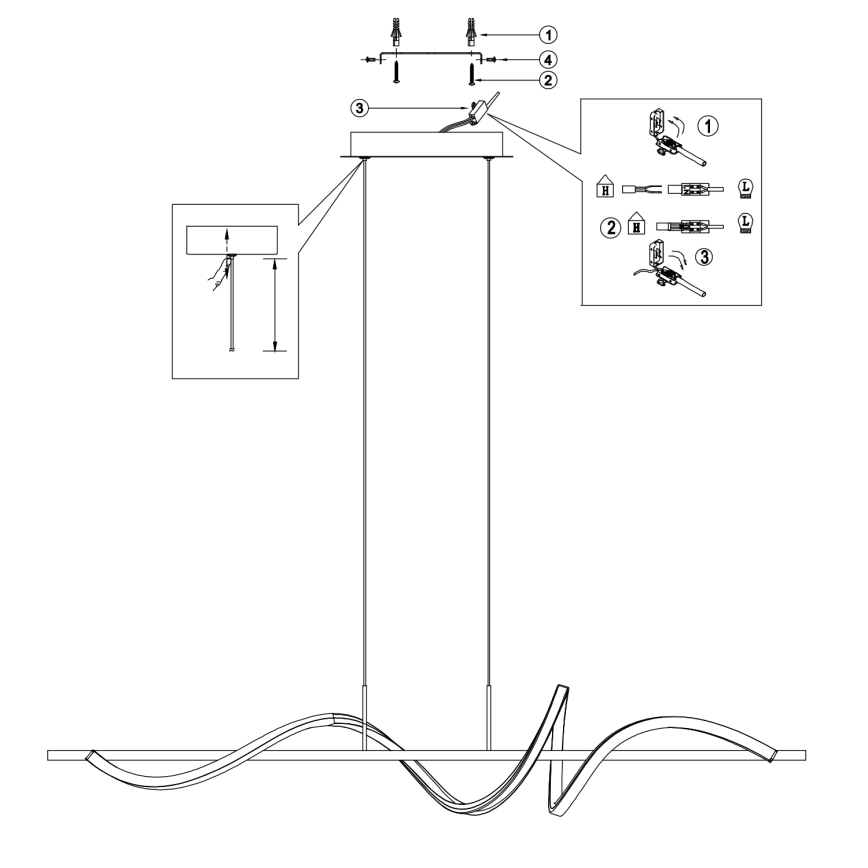 ONLI - LED Lestenec na vrvici TWIST LED/30W/230V 4000K črna