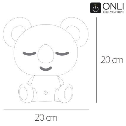 ONLI - LED otroška nočna lučka z nastavljivo svetlostjo PUPPIES LED/3W/230V 20 cm koala/zelena