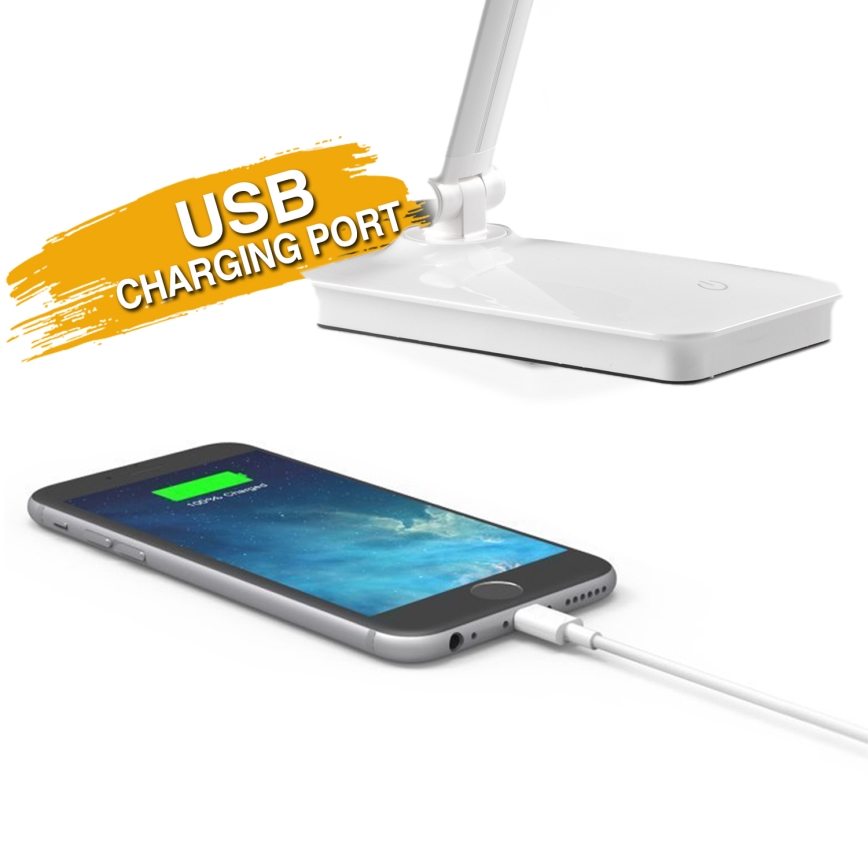 ONLI - LED Zatemnitvena namizna svetilka na dotik z USB portem DESKI LED/7W/230V 4000K bela