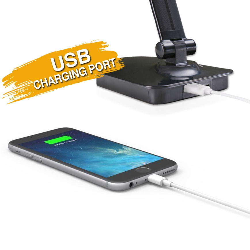 ONLI - LED Zatemnitvena namizna svetilka z USB priključkom DESKI LED/7W/230V 4000K črna