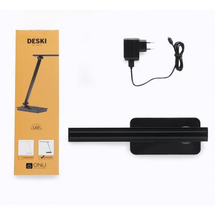 ONLI - LED Zatemnitvena namizna svetilka z USB priključkom DESKI LED/7W/230V 4000K črna