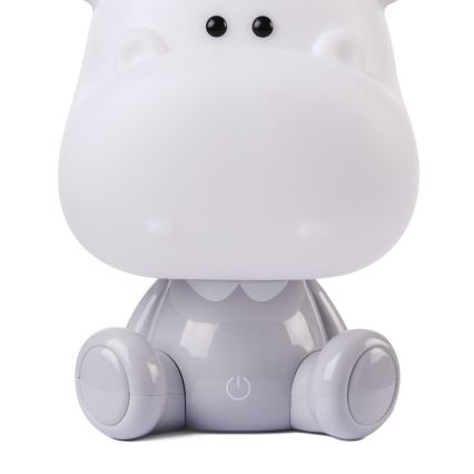 ONLI - zatemnjiva LED otroška nočna lučka PUPPIES LED/3W/230V 25 cm nilski konj/siva