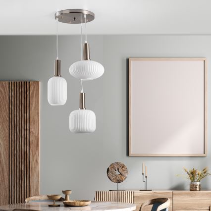 ONLI - Lestenec na kablu DOROTY 3xE27/15W/230V bela/sijajni krom