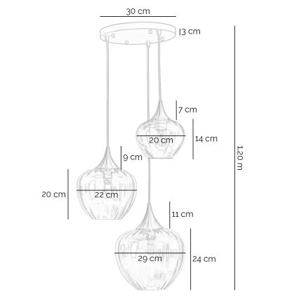 ONLI - Lestenec na kablu ELIDE 3xE27/15W/230V črna/medena
