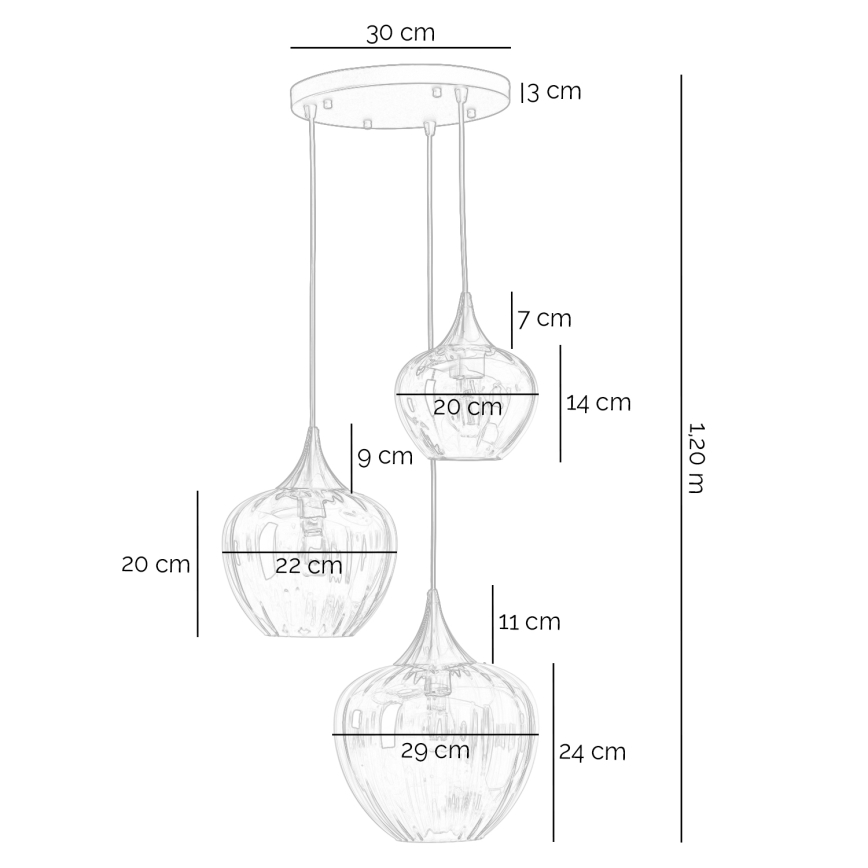 ONLI - Lestenec na kablu ELIDE 3xE27/15W/230V črna/medena