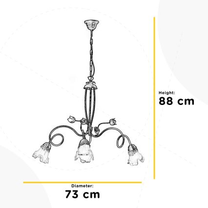 ONLI - Lestenec na verigi ARIANNA 3xE14/6W/230V