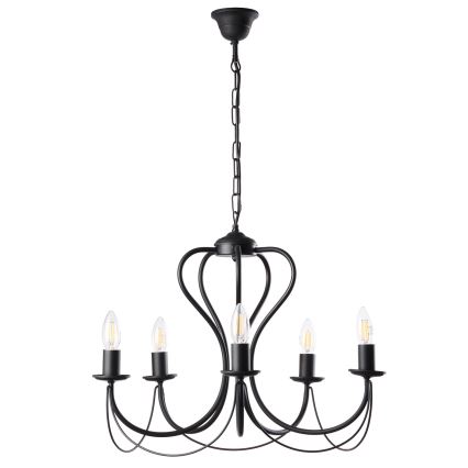 ONLI - Lestenec na verigi CANDELA 5xE14/6W/230V črna