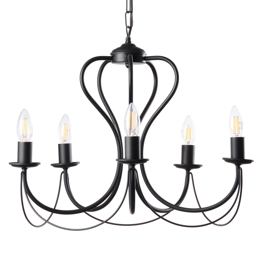 ONLI - Lestenec na verigi CANDELA 5xE14/6W/230V črna