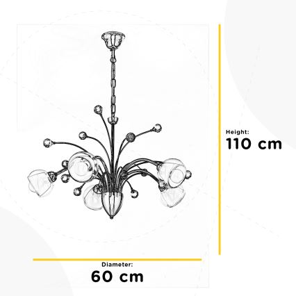 ONLI - Lestenec na verigi DIAMANTE 5xE14/6W/230V