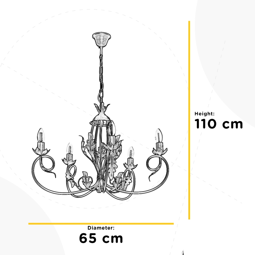 ONLI - Lestenec na verigi GRETEL 5xE14/6W/230V