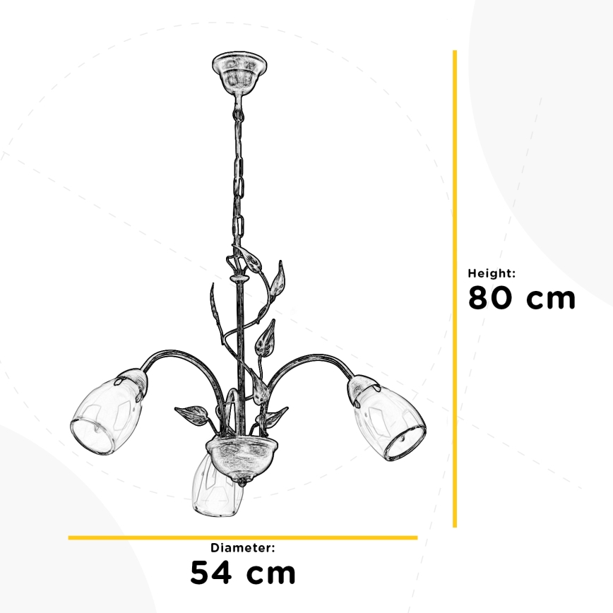 ONLI - Lestenec na verigi LILIANA 3xE14/6W/230V