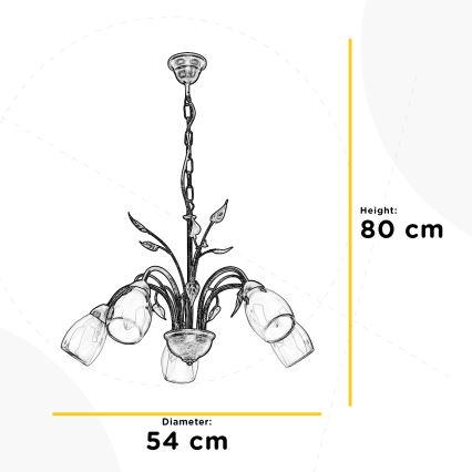 ONLI - Lestenec na verigi LILIANA 5xE14/6W/230V