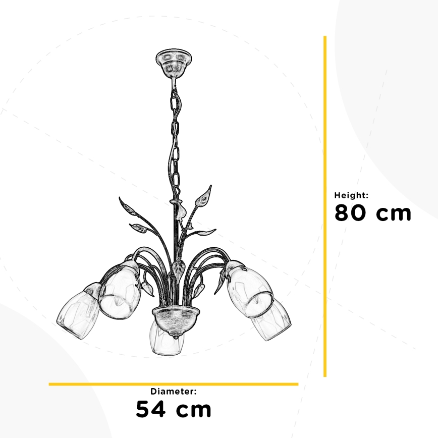 ONLI - Lestenec na verigi LILIANA 5xE14/6W/230V