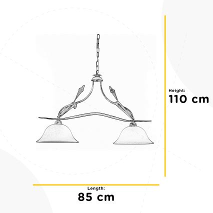 ONLI - Lestenec na verigi LUCREZIA 2xE27/22W/230V krem barva