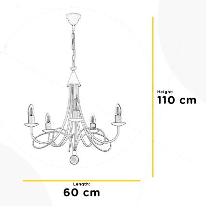 ONLI - Lestenec na verigi MILVIA 5xE14/6W/230V v barvi brona