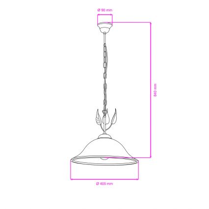 ONLI - Lestenec na verigi MIRA 1xE27/22W/230V pr. 40 cm