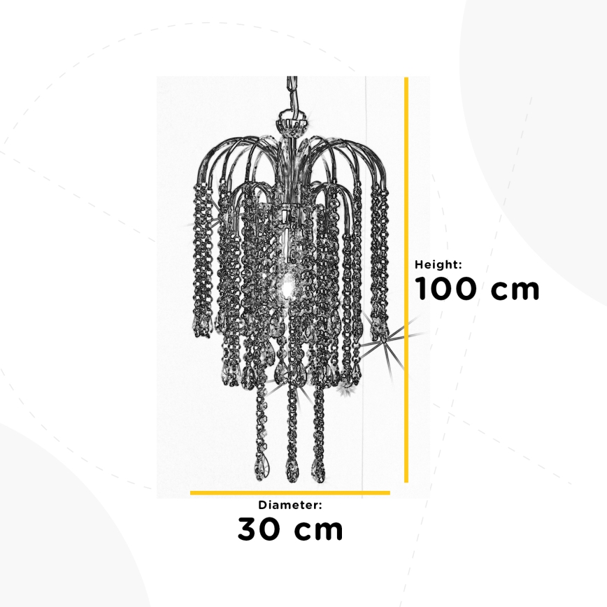 ONLI - Lestenec na verigi PIOGGIA 1xE27/22W/230V sijajni krom