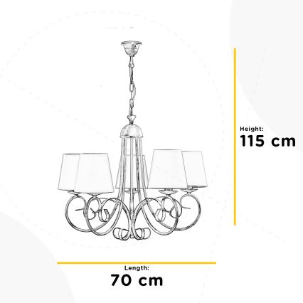 ONLI - Lestenec na verigi POMPEI 5xE14/6W/320V bela