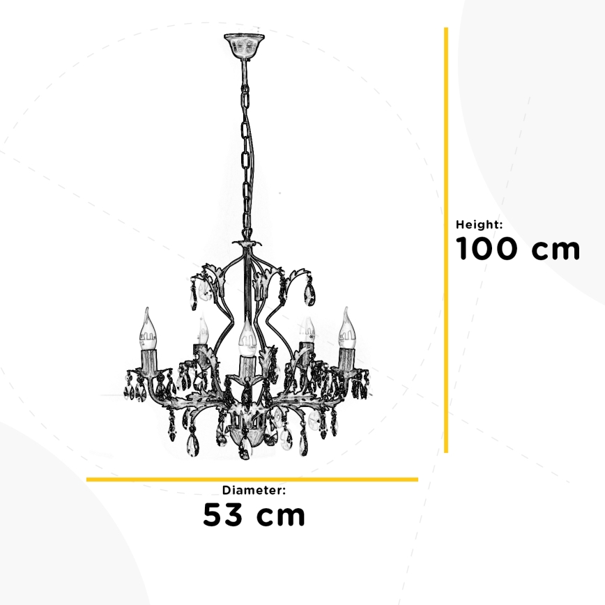 ONLI - Lestenec na verigi TERESA 5xE14/6W/230V bela
