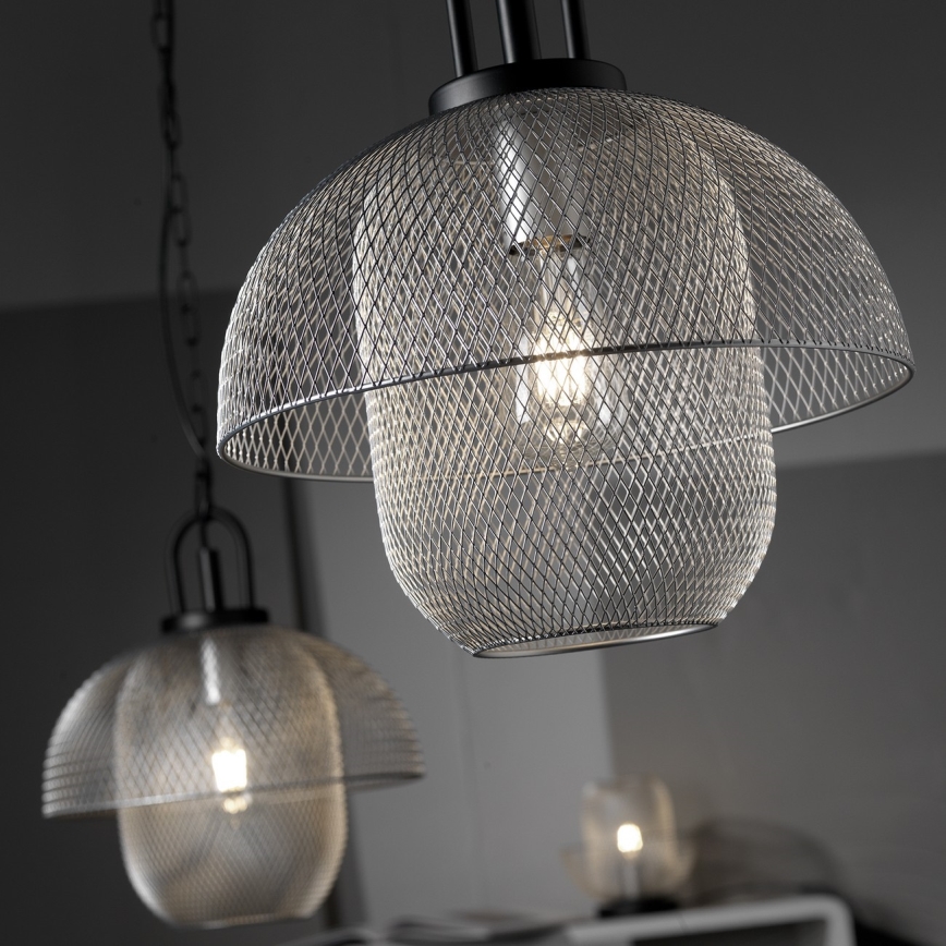 ONLI - Lestenec na verigi ZAIR 1xE27/22W/230V črna/srebrna