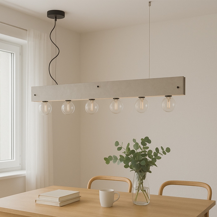 ONLI - Lestenec na vrvici ARGO 6xE27/22W/230V siva