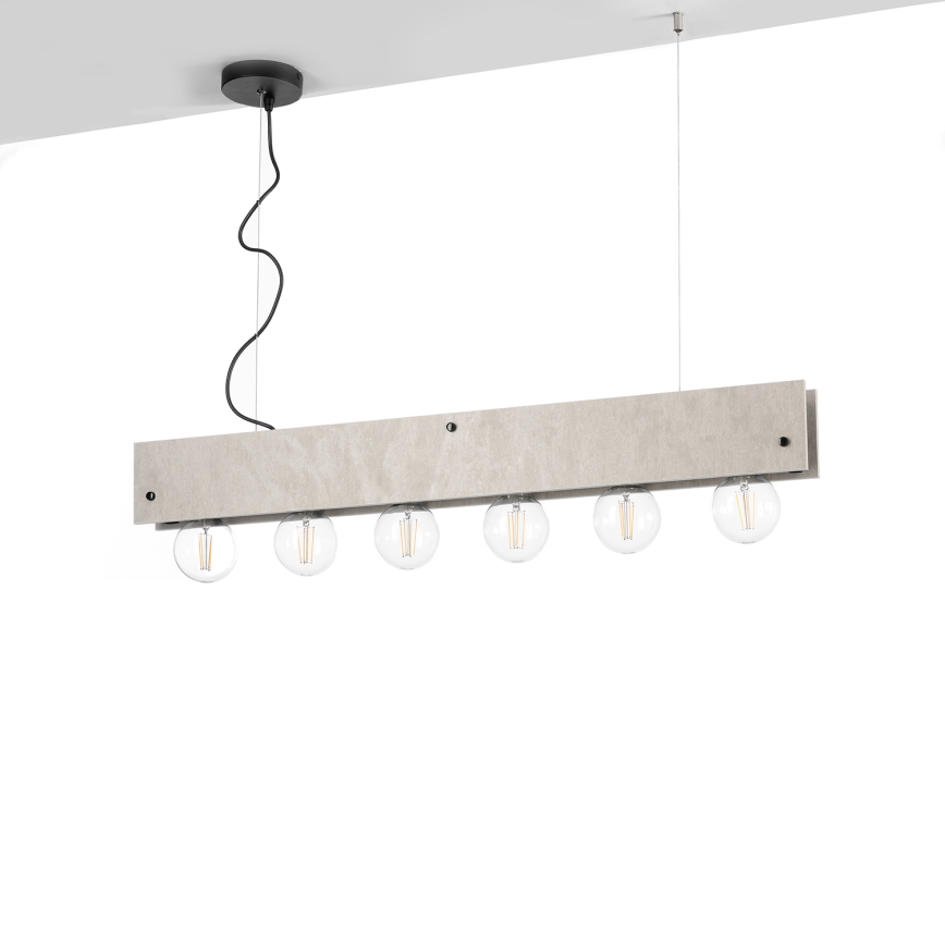 ONLI - Lestenec na vrvici ARGO 6xE27/22W/230V siva