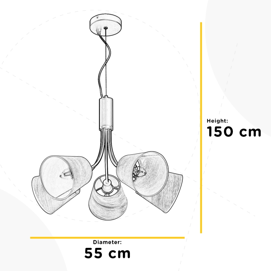 ONLI - Lestenec na vrvici ASIA 5xE14/6W/230V
